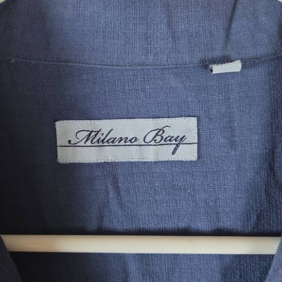 Milano Bay Men's Two-tone Colorblock Short Sleeve Button-up Camp Shirt Blue 2XL - Picture 2 of 7